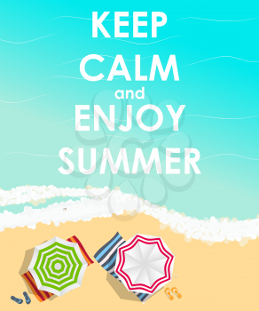 Keep Calm and Enjoy Summer Creative Poster Concept. Card of Invitation, Motivation. Vector Illustration EPS10