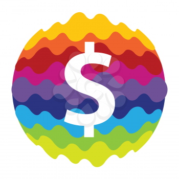 Dollar Rainbow Color Icon for Mobile Applications and Web EPS10