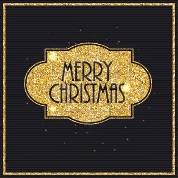 Abstract Christmas and New Year Background with Golden Shiny Frame. Vector Illustration EPS10