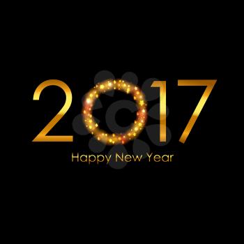 2017 Happy New Year Gold Glossy Background. Vector Illustration EPS10