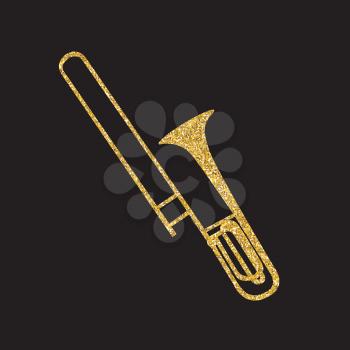 Brass Instrument Trombone, which Plays Jazz Music Direction. Vector Illustration. EPS10