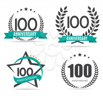 Template Logo 100 Years Anniversary Set Vector Illustration EPS10