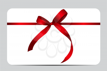 Gift Card with Red Ribbon and Bow. Vector illustration EPS10
