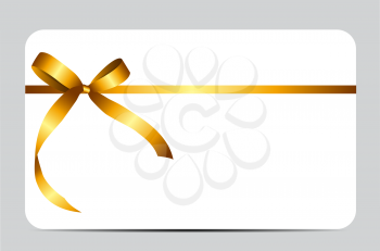 Gift Card with Gold Ribbon and Bow. Vector illustration EPS10
