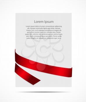 White Card with Ribbon Vector Illustration EPS10