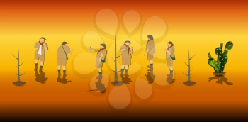Set of Tourists in a Safari. Vector Illustration. EPS10