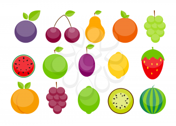 Fruit: Apple, Orange and Pear Vector Illustration. EPS10