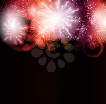 Vector Illustration of Fireworks, Salute on a Dark Background EPS10