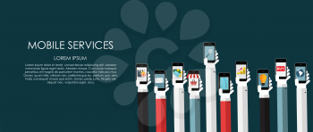 Mobile Services Vector illustration. Flat computing background. EPS10
