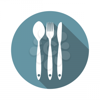 Restaurant Menu Icon with Long Shadow Vector Illustration EPS10