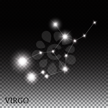 Virgo Zodiac Sign of the Beautiful Bright Stars Vector Illustration EPS10