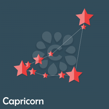 Capricorn Zodiac Sign of the Beautiful Bright Stars Vector Illustration EPS10
