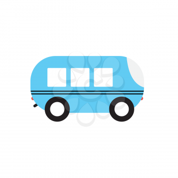 Line Icon with Flat Graphics Element of Bus Vector Illustration EPS10