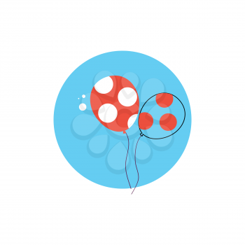 Line Icon with Flat Graphics Element of Balloons Vector Illustration EPS10