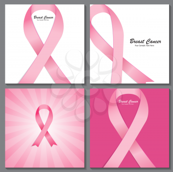 Breast Cancer Awareness Pink Ribbon Background Collection Set Vector Illustration EPS10