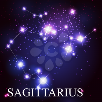 Sagittarius zodiac sign of the beautiful bright stars on the background of cosmic sky