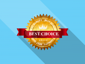 Vector best choice  label with red ribbon.