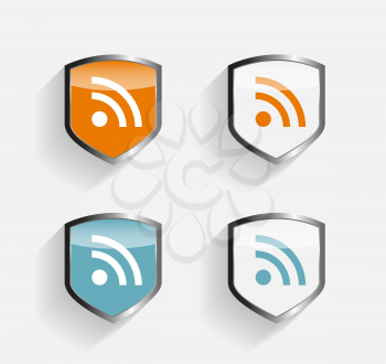 RSS Shield Set Vector Illustration