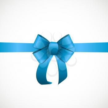 Gift Card with Blue Ribbon and Bow. Vector illustration EPS10