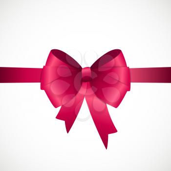 Gift Card with Pink Ribbon and Bow. Vector illustration EPS10