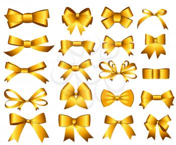 Gold Ribbon and Bow Set for Your Design. Vector illustration EPS10