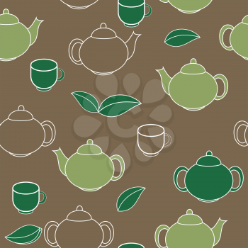 Tea Seamless Pattern Background Vector Illustration. EPS10