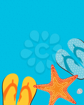 Sandals and Starfish Summer Background. Vector Illustration