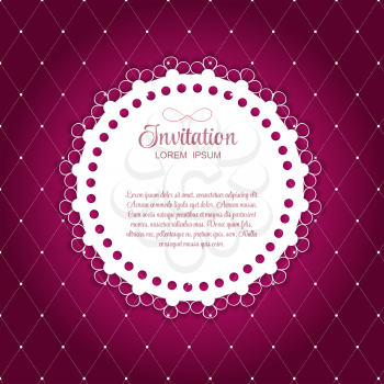 Romantic Flower Vintage Invitation Card Vector Background.