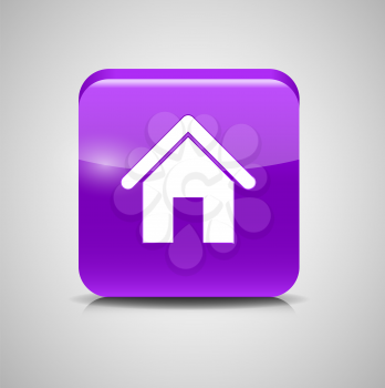 Glass Home Button Icon . Vector Illustration. EPS10