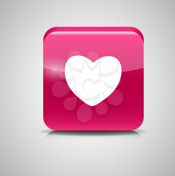 Heart Shaped Glass Button. Vector Illustration. EPS10