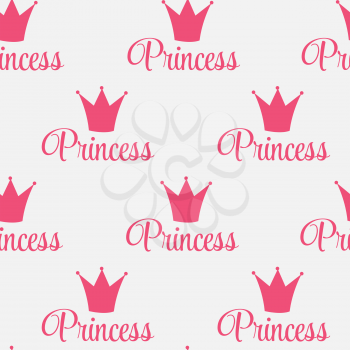 Princess Crown Seamless Pattern  Background Vector Illustration