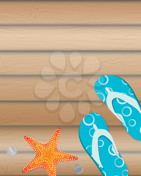 Sandals and Starfish Summer Background. Eps 10