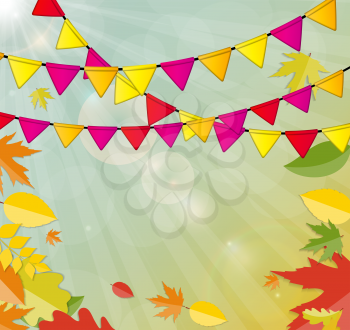 Shiny Autumn Natural Leaves Background. Vector Illustration. EPS10