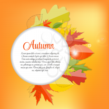 Shiny Autumn Natural Leaves Background. Vector Illustration. EPS10