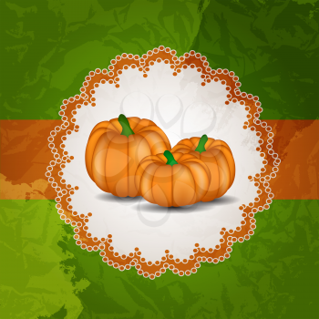 Orange Pumpkin on Green Background Vector Illustration. EPS10