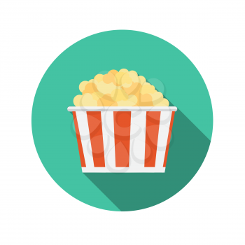 Flat Design Concept Popcorn Icon Vector Illustration With Long Shadow. EPS10