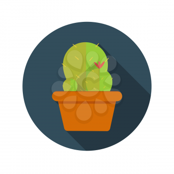 Cactus Flat Design Concept Icon Vector Illustration With Long Shadow. EPS10
