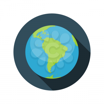 Flat Design Concept Globe Icon Vector Illustration With Long Shadow. EPS10