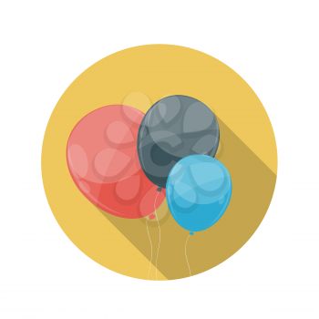 Flat Design Concept Balloons Icon Vector Illustration With Long Shadow. EPS10