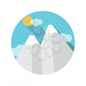 Flat Design Concept Mountains Vector Illustration With Long Shadow. EPS10