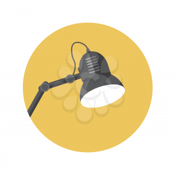 Flat Design Concept Lamp Vector Illustration With Long Shadow. EPS10