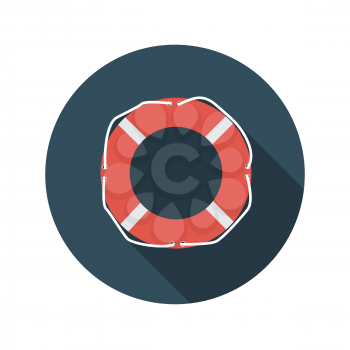 Flat Design Concept Lifebuoy Vector Illustration With Long Shadow. EPS10
