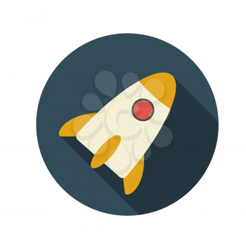 Flat Design Concept Rocket Vector Illustration With Long Shadow. EPS10