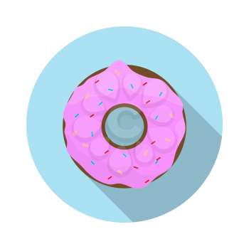 Flat Design Concept Doughnut with Icing Vector Illustration With Long Shadow. EPS10