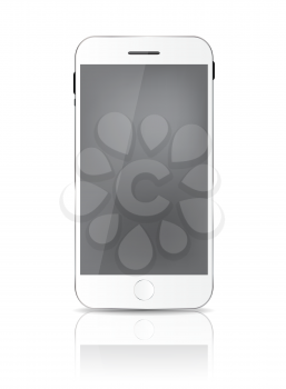 New Realistic Mobile Phone With Gray Screen. Vector Illustration. EPS10