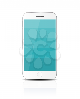 New Realistic Mobile Phone With Blue Screen. Vector Illustration. EPS10