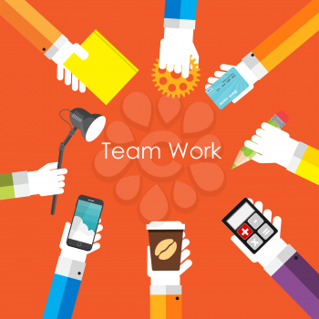 Team Work Flat Concept Vector Illustration. EPS10