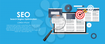 SEO Search Engine Optimazation Vector illustration. Flat computing background. EPS10