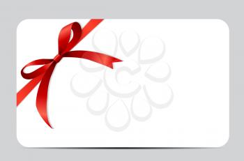 Gift Card Set with Red Ribbon and Bow. Vector illustration. EPS10