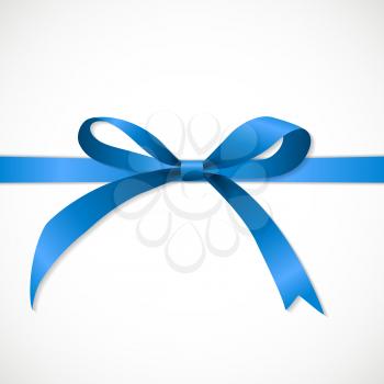 Gift Card with Blue Ribbon and Bow. Vector illustration EPS10